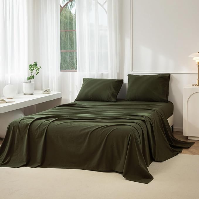 Linen Bed Sheet Set - King - 4 Piece