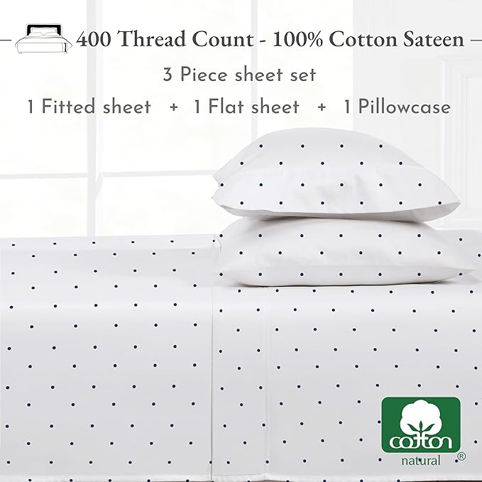 100% Cotton Bed Sheet Set - Twin XL - 3 Piece