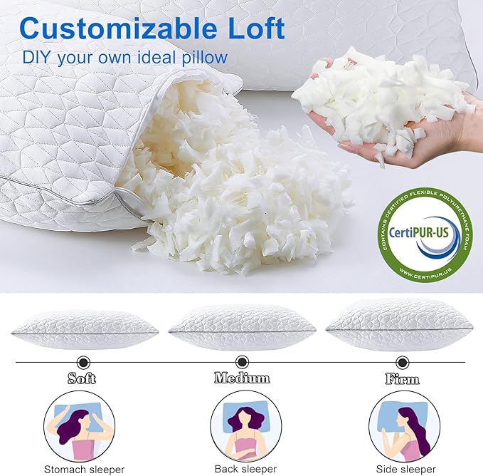 Memory Foam Cooling Bed Pillow - Standard - 2 Piece