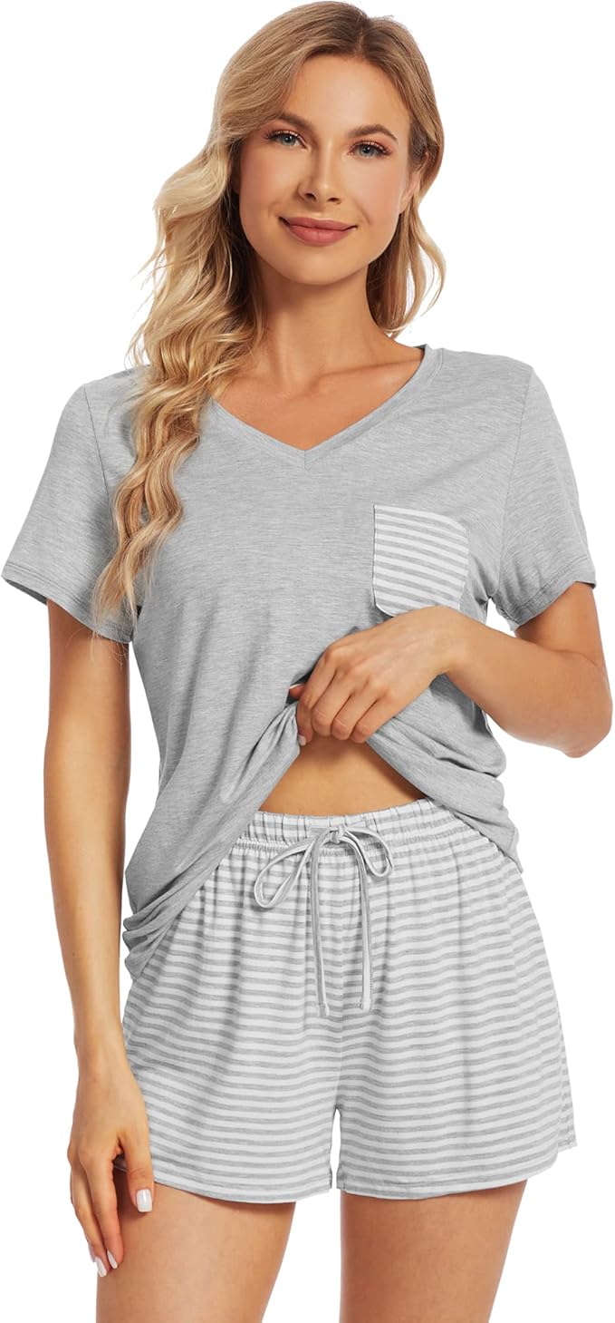 Bamboo Cooling Shorts Pajama Set - Short Sleeve - 2 Piece