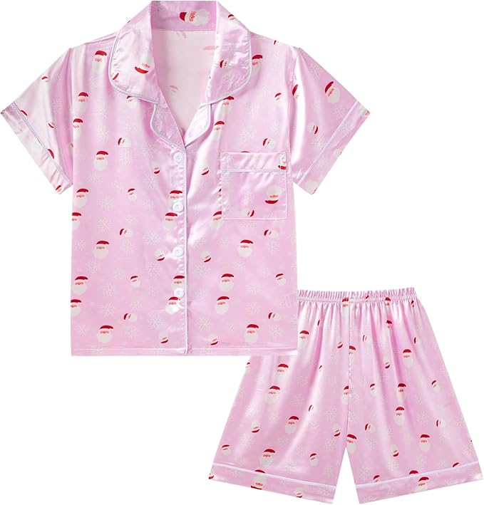 Satin Pajama Set - Short Sleeve - 2 Piece