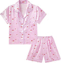 Satin Pajama Set - Short Sleeve - 2 Piece