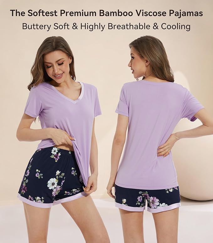 Women's Bamboo Cooling Pajama Set - Short Sleeve - 2 Piece