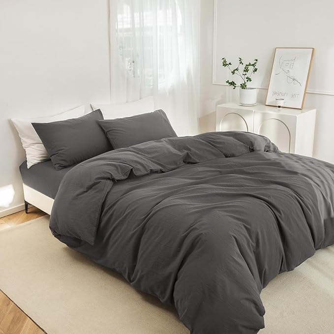 Linen Duvet Cover Set - Queen - 90 x 90 in - 3 Piece