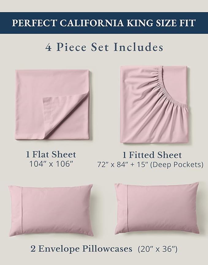 Linen Cooling Bed Sheet Set - California King - 4 Piece