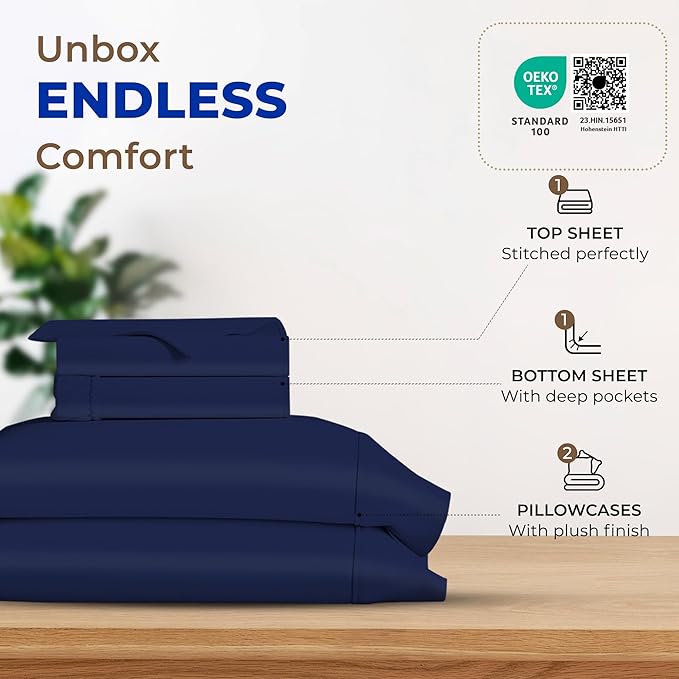 Cooling Bed Sheet Set - King - 16 in Deep Pocket - 4 Piece