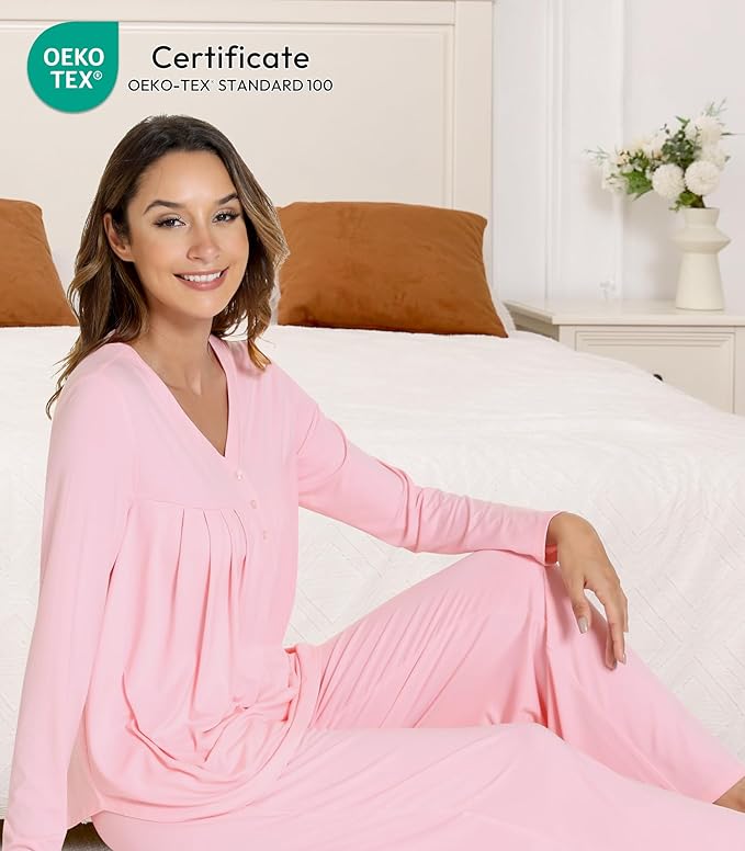 Women's Bamboo Pants Pajama Set - Long Sleeve - 2 Piece