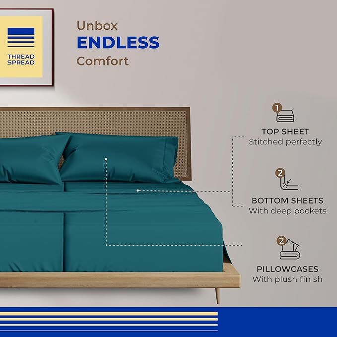 Cooling Bed Sheet Set - Split King - 16 in Deep Pocket - 5 Piece