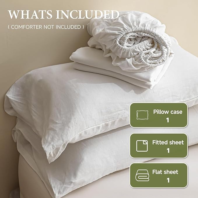 Linen Bed Sheet Set - Full - 4 Piece
