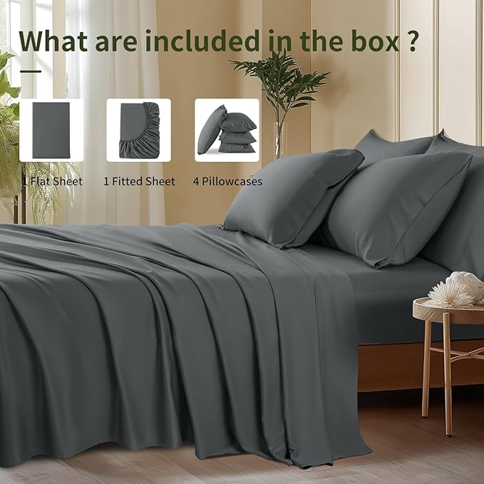 Bamboo Cooling Bed Sheet Set - Queen - 6 Piece