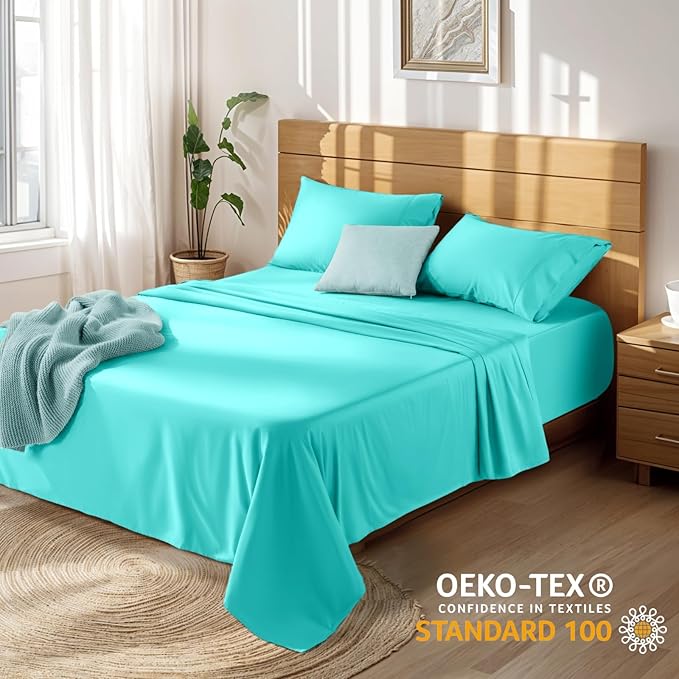 100% Cotton Bed Sheet Set - Full - 4 Piece