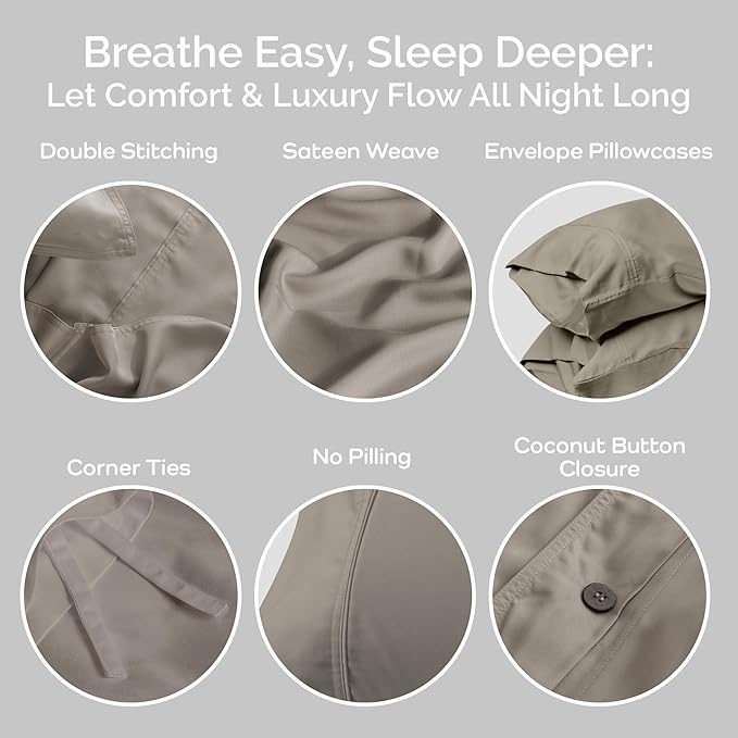 Bamboo Cooling Duvet Cover Set - Queen - 3 Piece