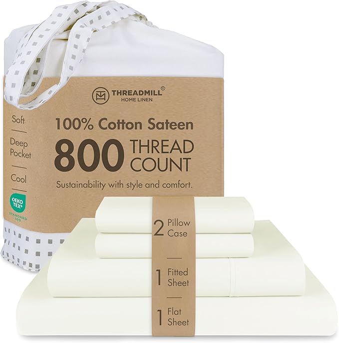 100% Cotton Bed Sheet Set - Queen - 16 in Deep Pocket - 4 Piece