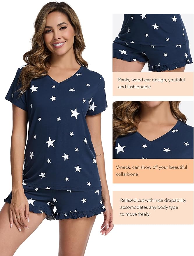 Bamboo Cooling Shorts Pajama Set - Short Sleeve - 2 Piece