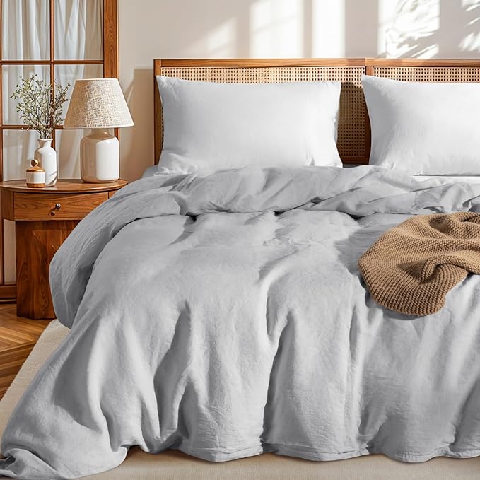 Linen Duvet Cover Set - California King - 3 Piece