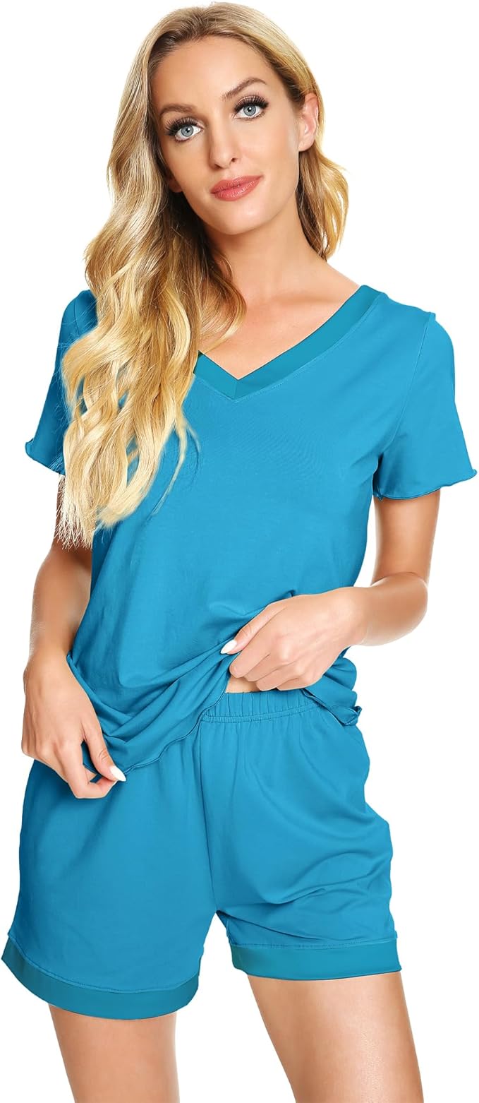 Women's Bamboo Cooling Pajama Set - Short Sleeve - 2 Piece