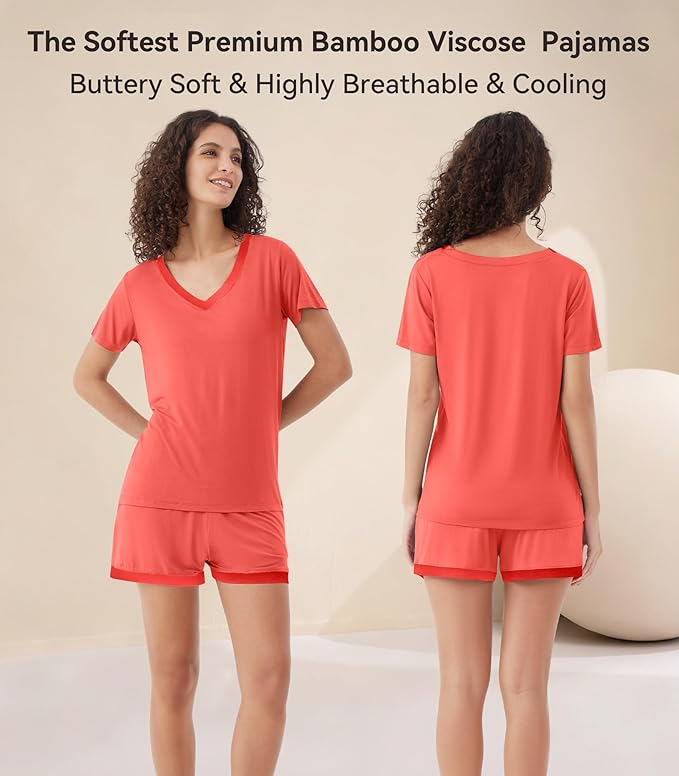 Women's Bamboo Cooling Pajama Set - Short Sleeve - 2 Piece
