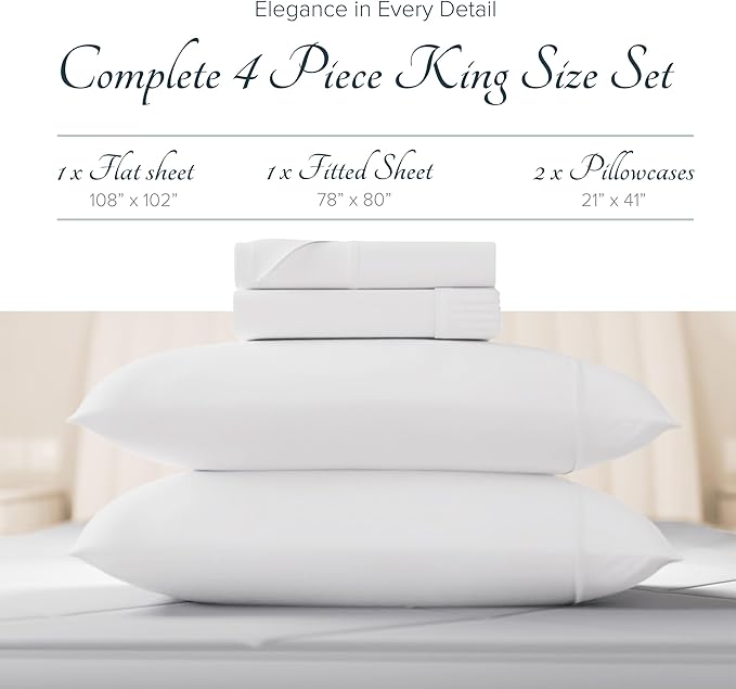 Linen Cooling Bed Sheet Set - King - 17 in Deep Pocket - 4 Piece