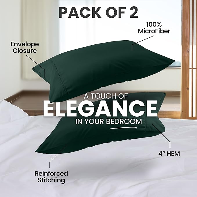 Microfiber Pillowcase Set - Queen - 20 x 30 in - 2 Pack