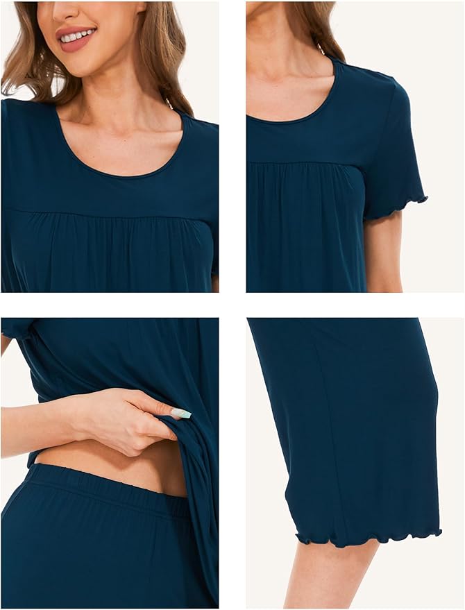 Bamboo Capri Pajama Set - Short Sleeve - 2 Piece