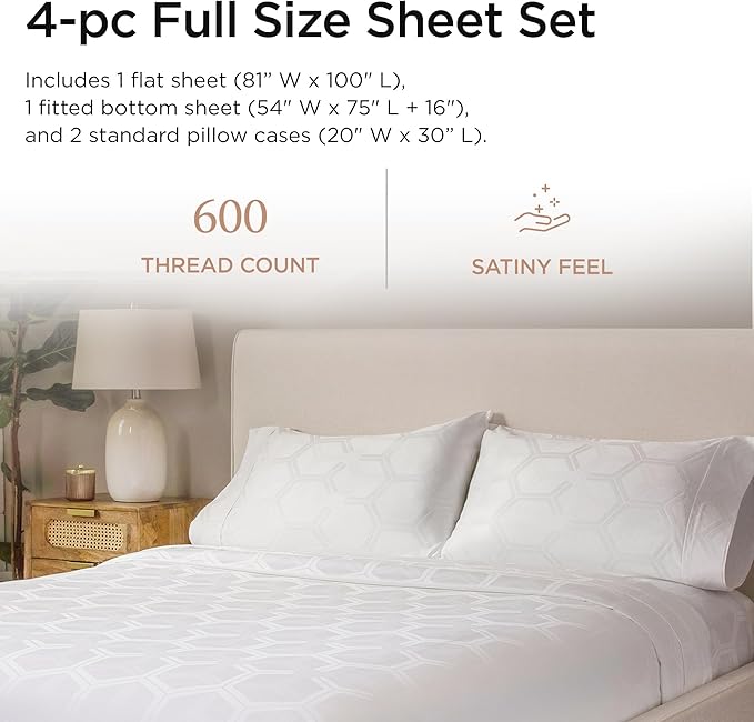 100% Cotton Cooling Bed Sheet Set - Full - 4 Piece