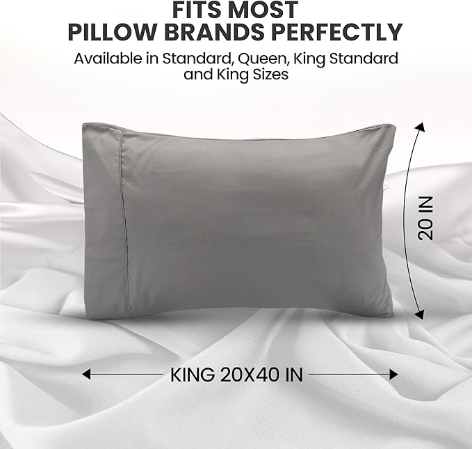 Microfiber Pillowcase Set - King - 20 x 40 in - 2 Pack