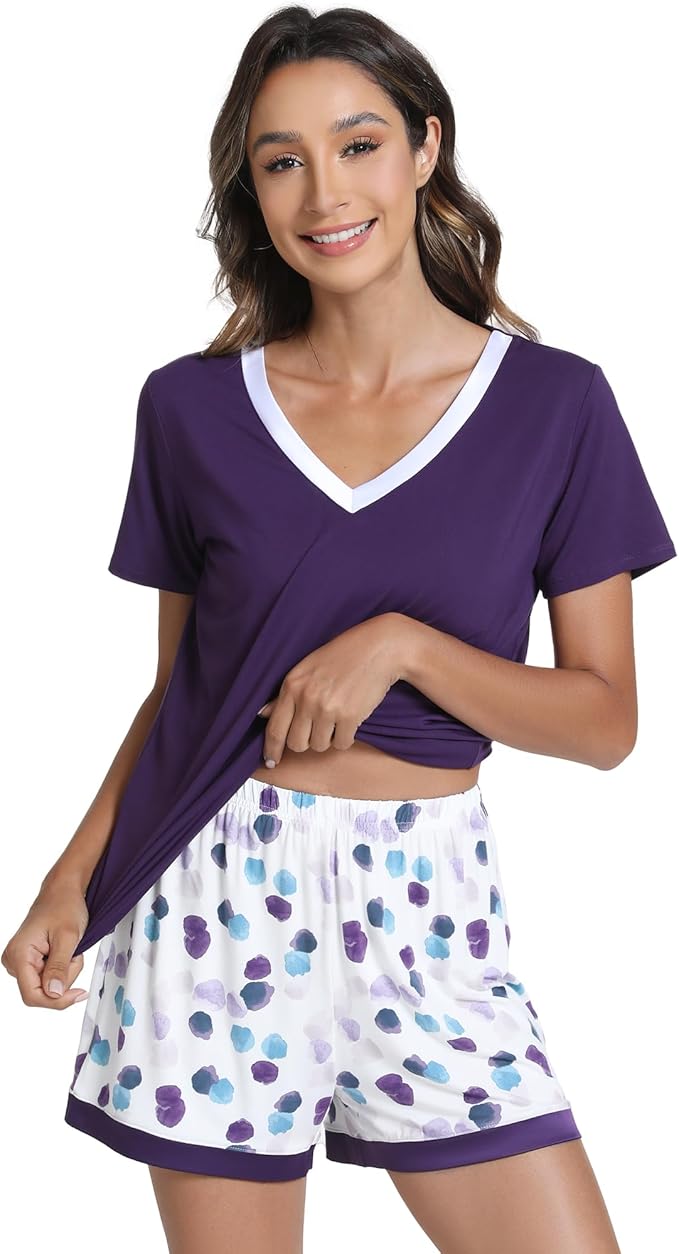 Women's Bamboo Cooling Pajama Set - Short Sleeve - 2 Piece