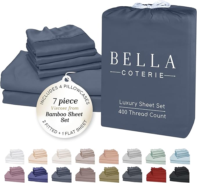 Bamboo Cooling Bed Sheet Set - Split King - 7 Piece