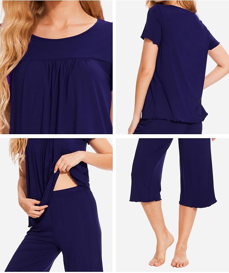 Bamboo Capri Pajama Set - Short Sleeve - 2 Piece