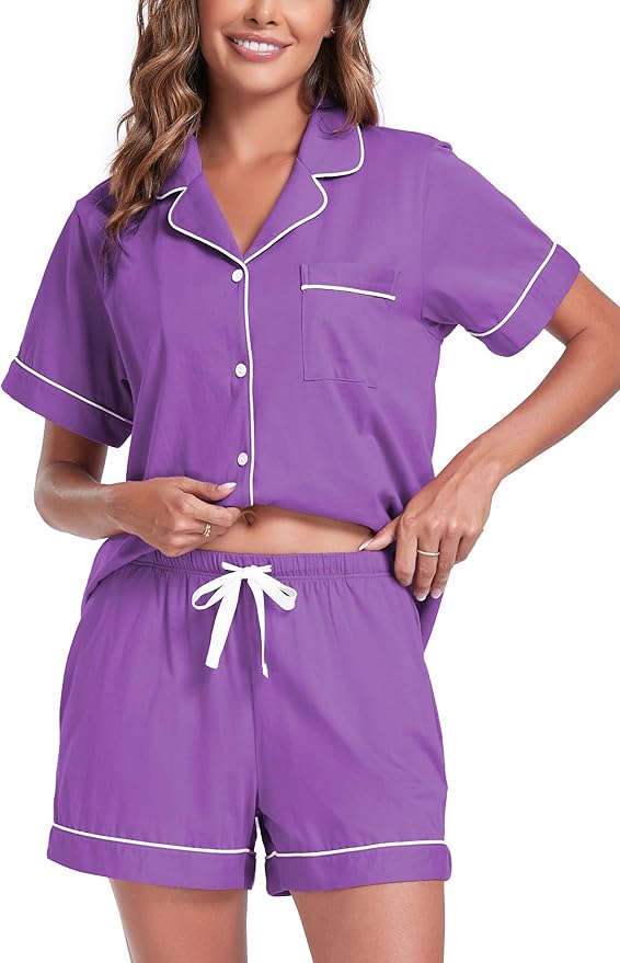 100% Cotton Pajama Set - Short Sleeve - 2 Piece