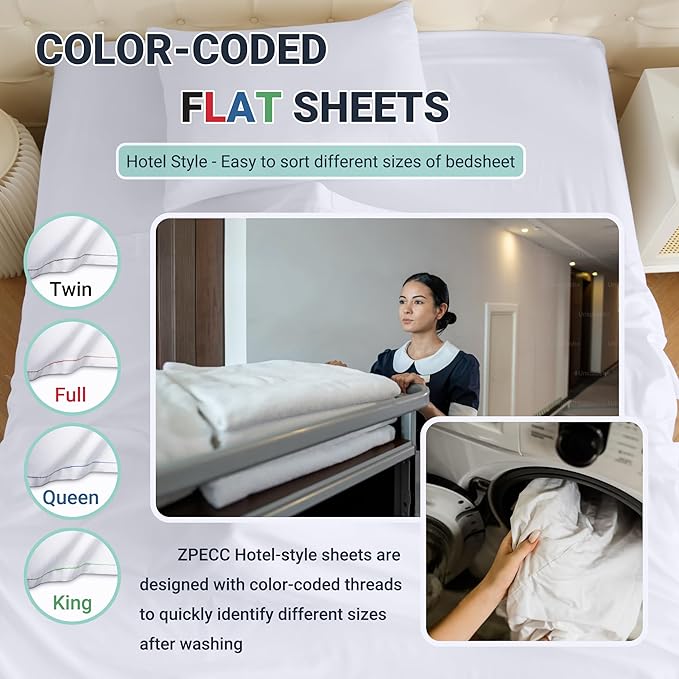 Microfiber Hypoallergenic Flat Sheet - Queen - 4 Pack
