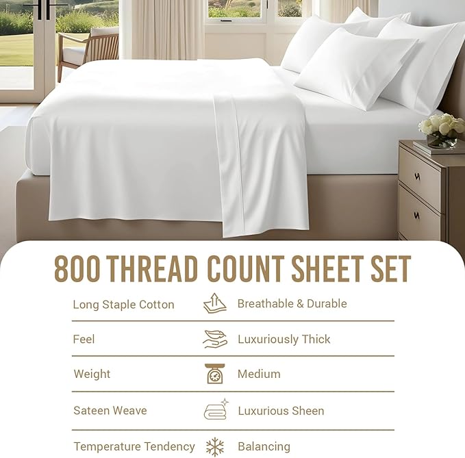 100% Cotton Bed Sheet Set - Queen - 6 Piece