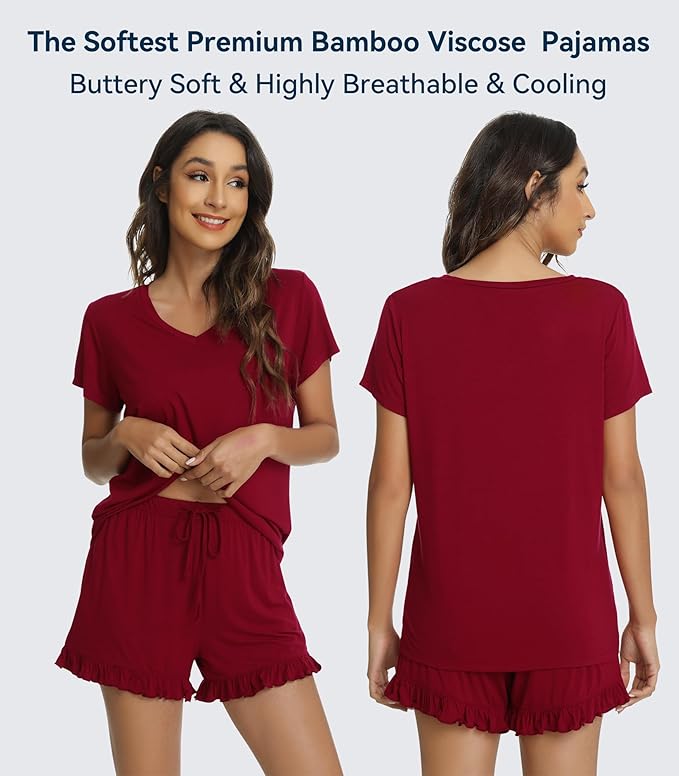 Bamboo Cooling Shorts Pajama Set - Short Sleeve - 2 Piece