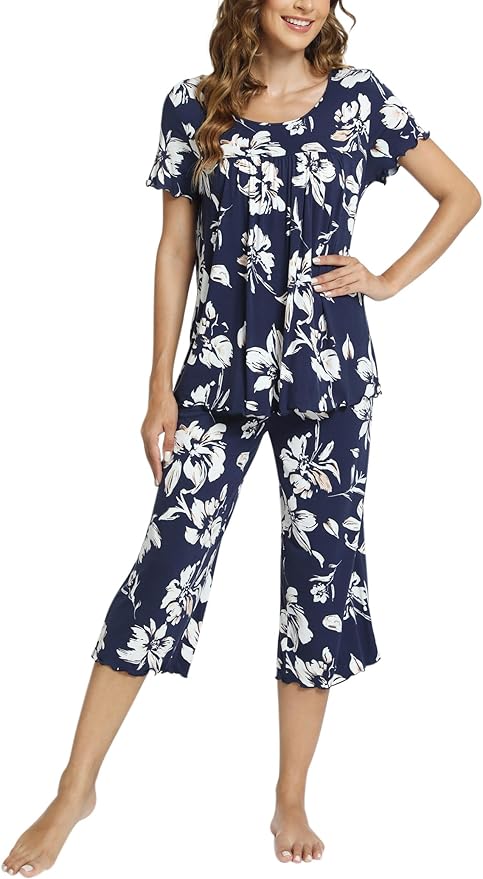 Bamboo Capri Pajama Set - Short Sleeve - 2 Piece