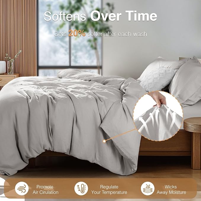 Linen Duvet Cover Set - Full - 3 Piece