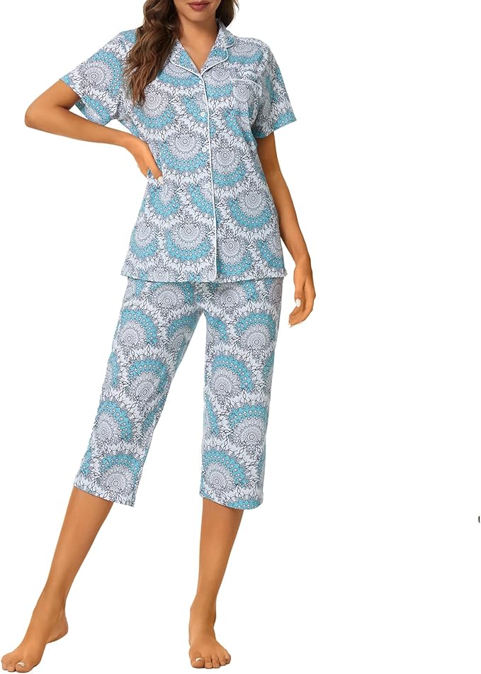Capri Pajama Set - Short Sleeve - 2 Piece