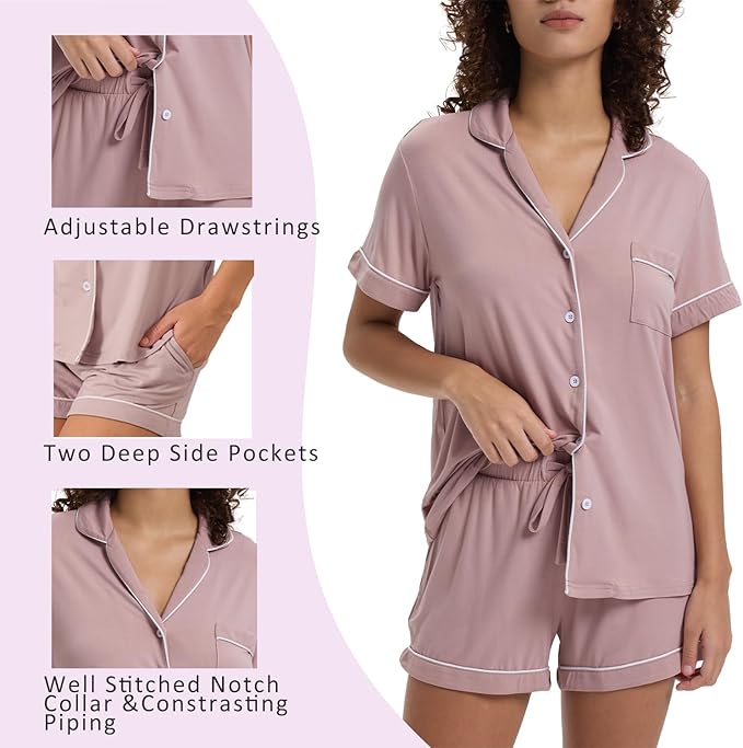 Women's Bamboo Cooling Pajama Set - Short Sleeve - 2 Piece