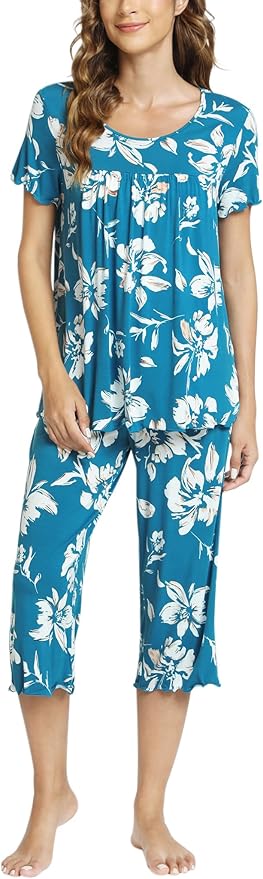 Bamboo Capri Pajama Set - Short Sleeve - 2 Piece