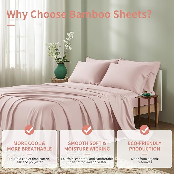 Bamboo Cooling Bed Sheet Set - King - 6 Piece