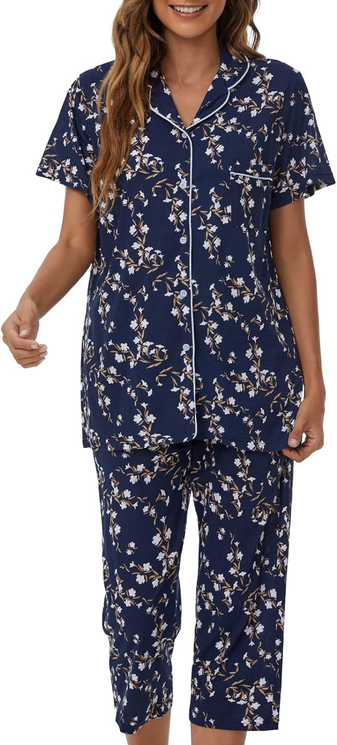 Capri Pajama Set - Short Sleeve - 2 Piece