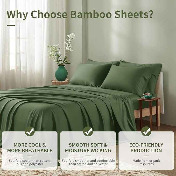 Bamboo Cooling Bed Sheet Set - King - 6 Piece