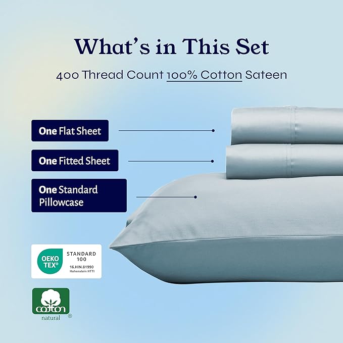 100% Cotton Bed Sheet Set - Twin - 3 Piece