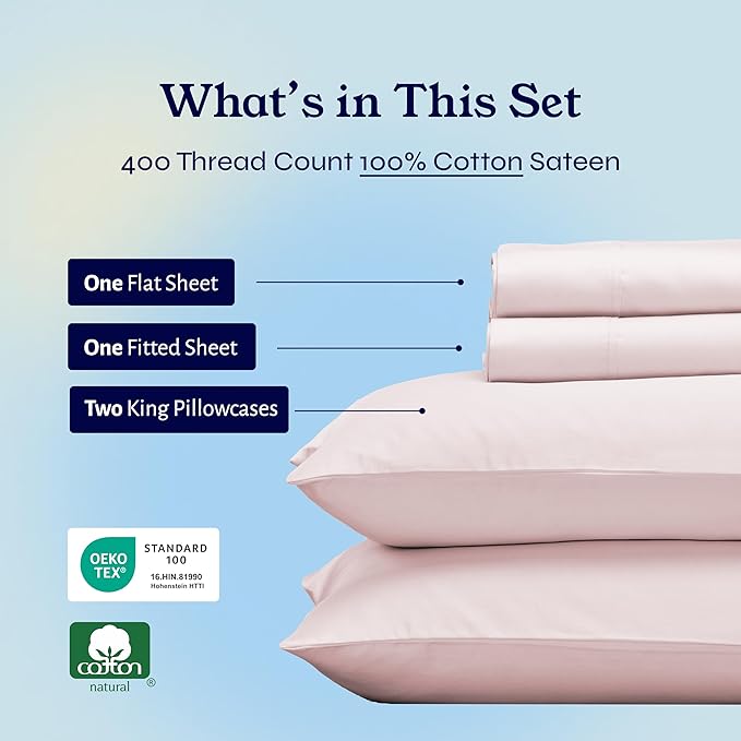 100% Cotton Bed Sheet Set - King - 4 Piece