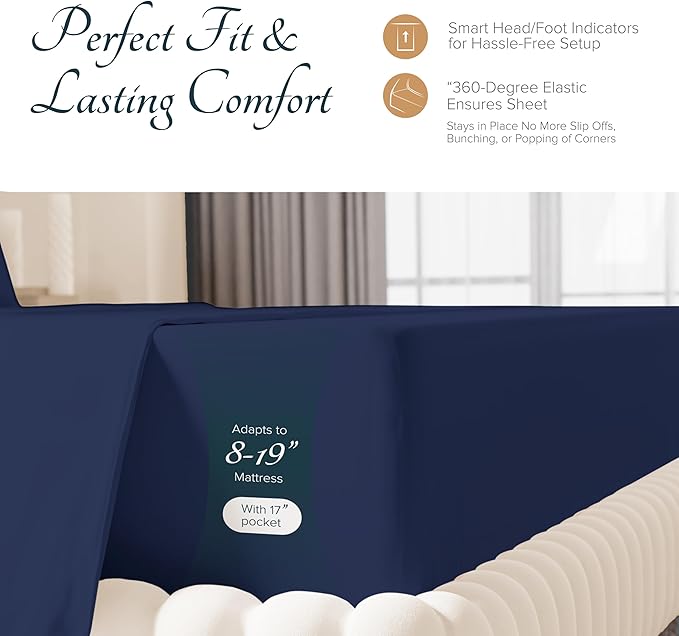 Linen Bed Sheet Set - Queen - 19 in Deep Pocket - 4 Piece