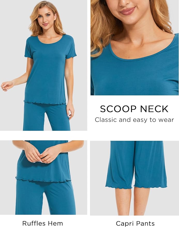 Bamboo Capri Pajama Set - Short Sleeve - 2 Piece