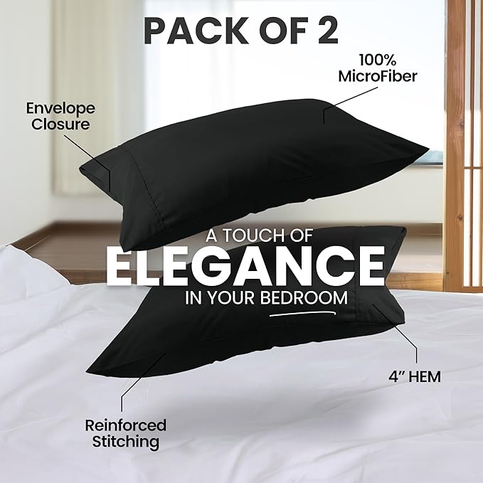 Microfiber Pillowcase Set - Queen - 20 x 30 in - 2 Pack