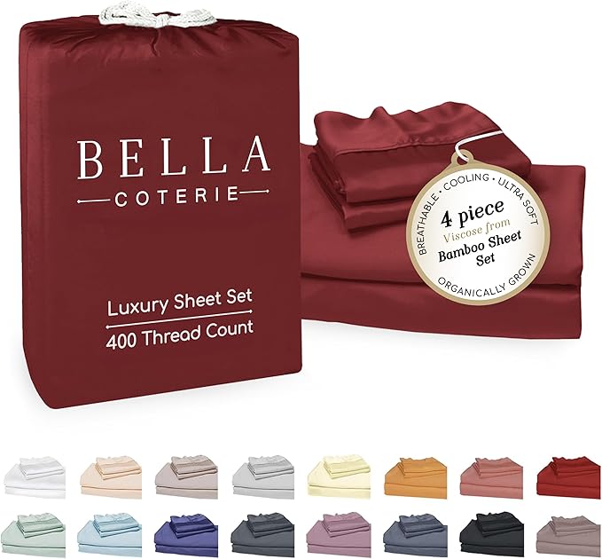 Bamboo Cooling Bed Sheet Set - Queen - 18 in Deep Pocket