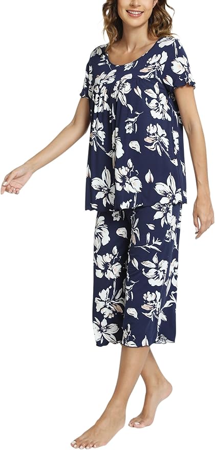 Bamboo Capri Pajama Set - Short Sleeve - 2 Piece