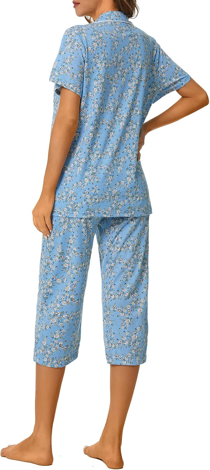 Capri Pajama Set - Short Sleeve - 2 Piece