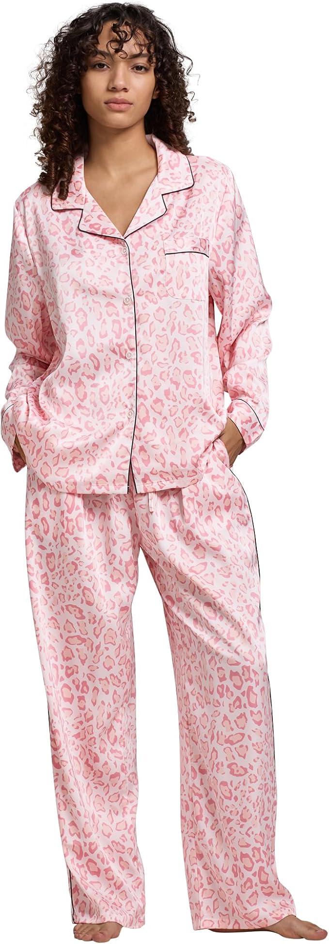 Satin Pajama Set - Long Sleeve - 2 Piece
